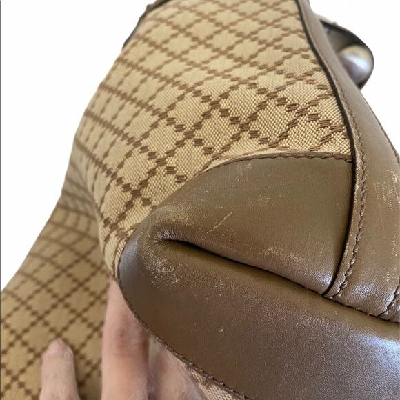 Gucci Diamanté Brown Canvas Leather Mini Tote & Pouch - Picture 9 of 14